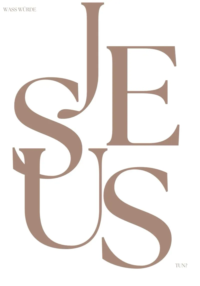 Composição tipográfica com o nome JESUS em letras grandes
